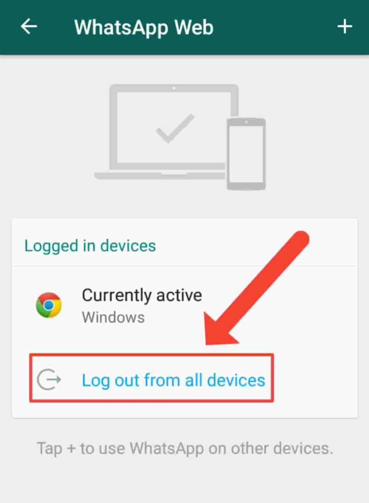WhatsApp Web Log out from all devices